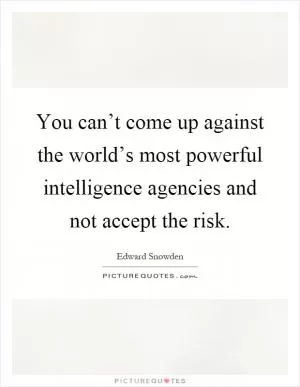 You can’t come up against the world’s most powerful intelligence agencies and not accept the risk Picture Quote #1