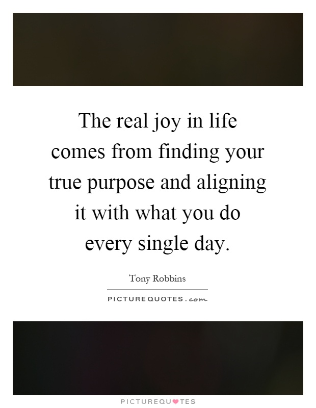 The real joy in life comes from finding your true purpose and aligning it with what you do every single day Picture Quote #1