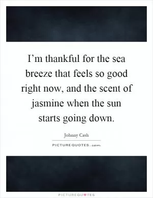 I’m thankful for the sea breeze that feels so good right now, and the scent of jasmine when the sun starts going down Picture Quote #1