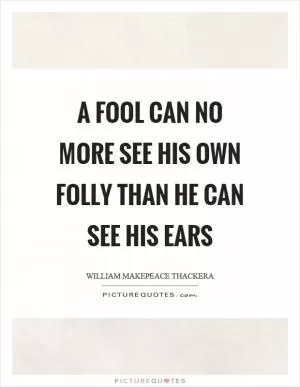 A fool can no more see his own folly than he can see his ears Picture Quote #1
