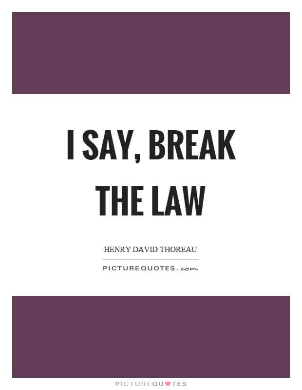 I say, break the law Picture Quote #1