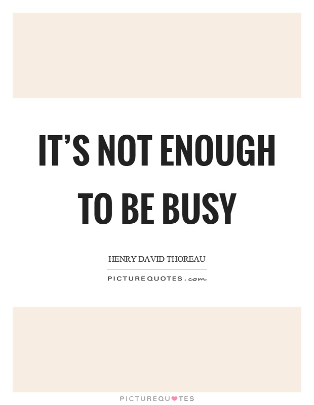 It's not enough to be busy Picture Quote #1