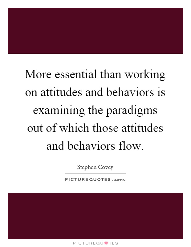 More essential than working on attitudes and behaviors is examining the paradigms out of which those attitudes and behaviors flow Picture Quote #1