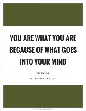 You are what you are because of what goes into your mind Picture Quote #1