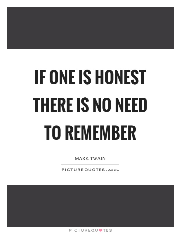 If one is honest there is no need to remember Picture Quote #1