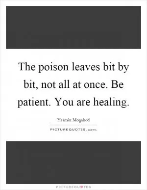 The poison leaves bit by bit, not all at once. Be patient. You are healing Picture Quote #1