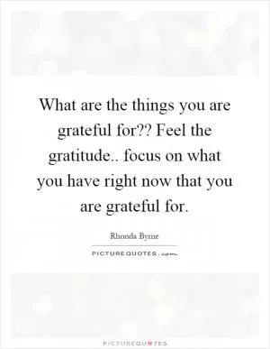 What are the things you are grateful for?? Feel the gratitude.. focus on what you have right now that you are grateful for Picture Quote #1