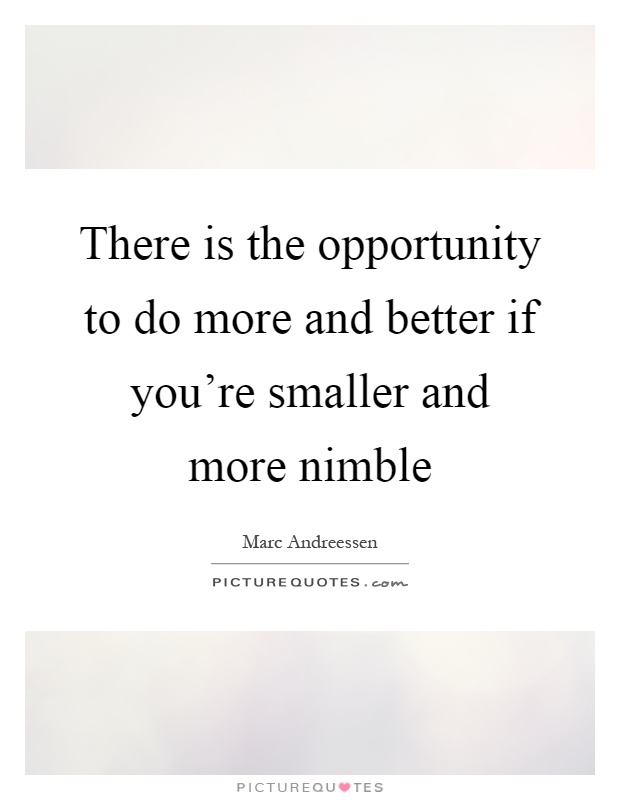 There is the opportunity to do more and better if you're smaller and more nimble Picture Quote #1