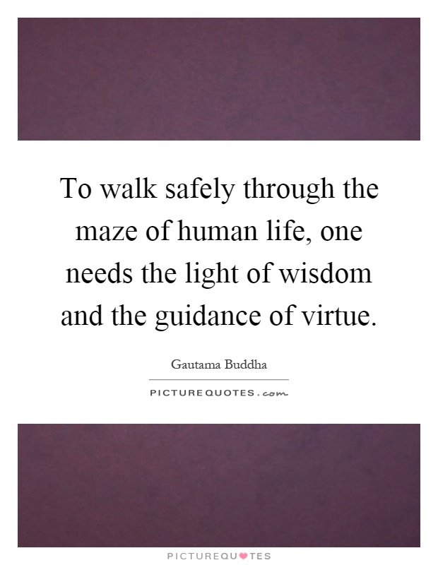 To walk safely through the maze of human life, one needs the light of wisdom and the guidance of virtue Picture Quote #1
