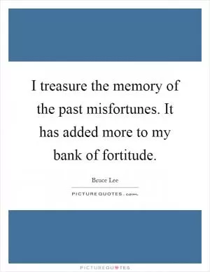 I treasure the memory of the past misfortunes. It has added more to my bank of fortitude Picture Quote #1