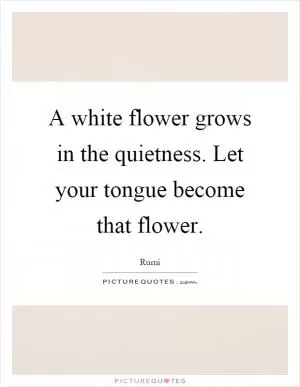 A white flower grows in the quietness. Let your tongue become that flower Picture Quote #1