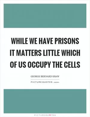 While we have prisons it matters little which of us occupy the cells Picture Quote #1
