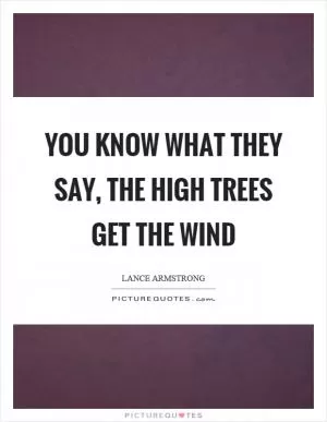 You know what they say, the high trees get the wind Picture Quote #1