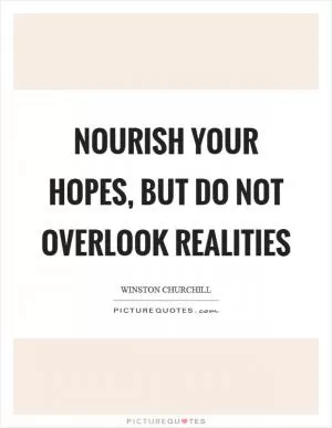 Nourish your hopes, but do not overlook realities Picture Quote #1