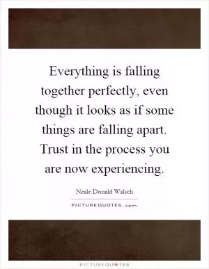 Everything is falling together perfectly, even though it looks as if some things are falling apart. Trust in the process you are now experiencing Picture Quote #1