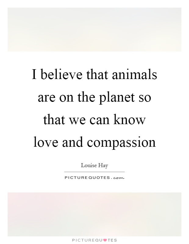 I believe that animals are on the planet so that we can know love and compassion Picture Quote #1