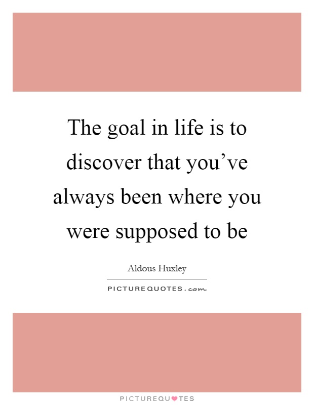 The goal in life is to discover that you've always been where you were supposed to be Picture Quote #1