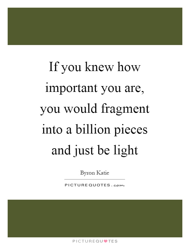 If you knew how important you are, you would fragment into a billion pieces and just be light Picture Quote #1