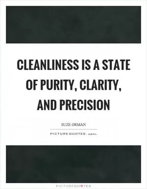 Cleanliness is a state of purity, clarity, and precision Picture Quote #1