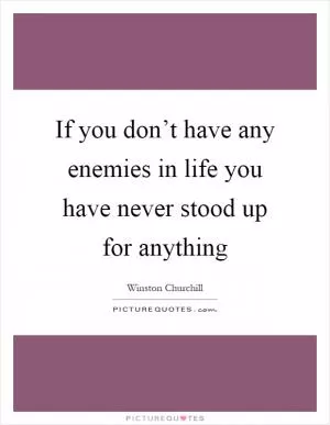 If you don’t have any enemies in life you have never stood up for anything Picture Quote #1