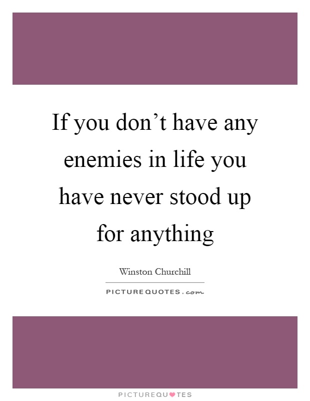 If you don't have any enemies in life you have never stood up for anything Picture Quote #1