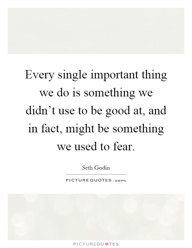 Every single important thing we do is something we didn't use to be good at, and in fact, might be something we used to fear Picture Quote #1