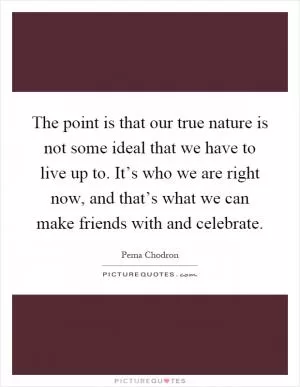 The point is that our true nature is not some ideal that we have to live up to. It’s who we are right now, and that’s what we can make friends with and celebrate Picture Quote #1
