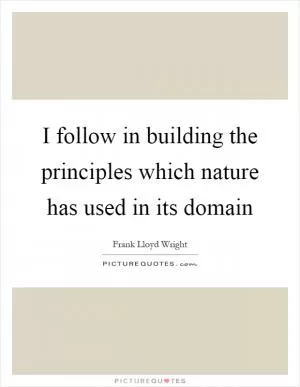 I follow in building the principles which nature has used in its domain Picture Quote #1