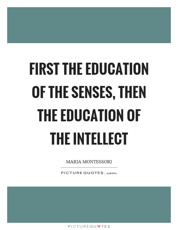 First the education of the senses, then the education of the intellect Picture Quote #1