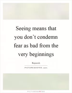 Seeing means that you don’t condemn fear as bad from the very beginnings Picture Quote #1
