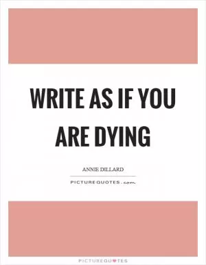 Write as if you are dying Picture Quote #1