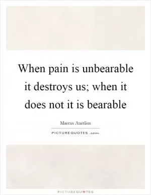 When pain is unbearable it destroys us; when it does not it is bearable Picture Quote #1