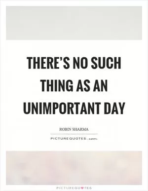 There’s no such thing as an unimportant day Picture Quote #1