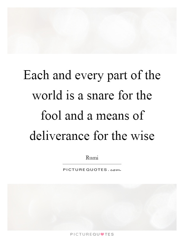 Each and every part of the world is a snare for the fool and a means of deliverance for the wise Picture Quote #1