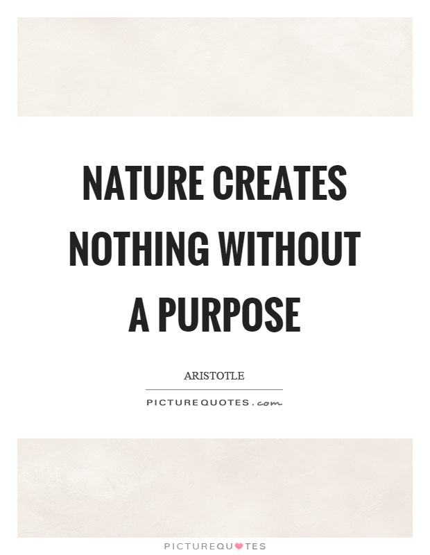 Nature creates nothing without a purpose Picture Quote #1