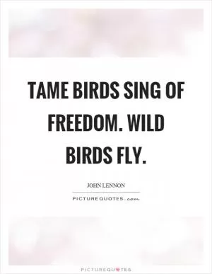 Tame birds sing of freedom. Wild birds fly Picture Quote #1