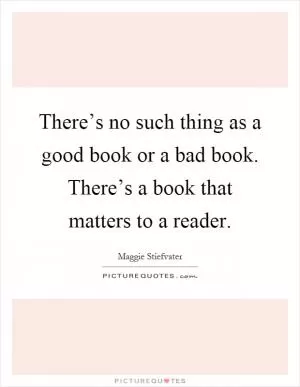 There’s no such thing as a good book or a bad book. There’s a book that matters to a reader Picture Quote #1