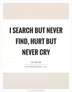 I search but never find, hurt but never cry Picture Quote #1