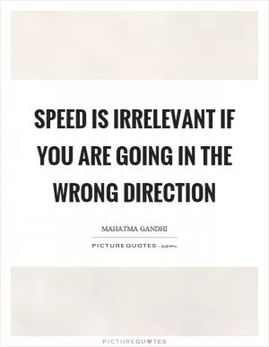 Speed is irrelevant if you are going in the wrong direction Picture Quote #1