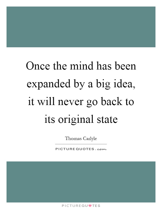 Once the mind has been expanded by a big idea, it will never go back to its original state Picture Quote #1