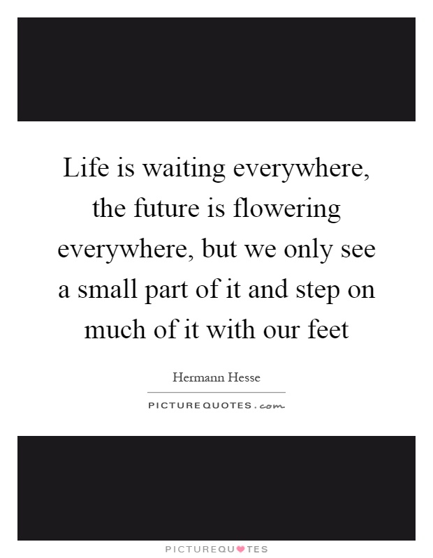 Life is waiting everywhere, the future is flowering everywhere, but we only see a small part of it and step on much of it with our feet Picture Quote #1
