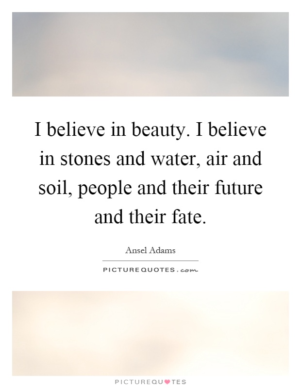 I believe in beauty. I believe in stones and water, air and soil, people and their future and their fate Picture Quote #1