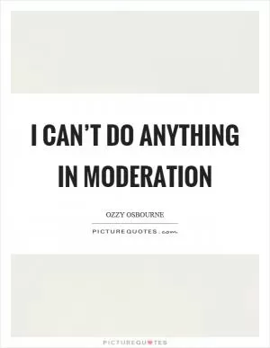 I can’t do anything in moderation Picture Quote #1