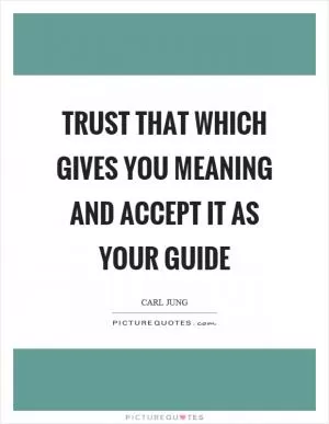 Trust that which gives you meaning and accept it as your guide Picture Quote #1