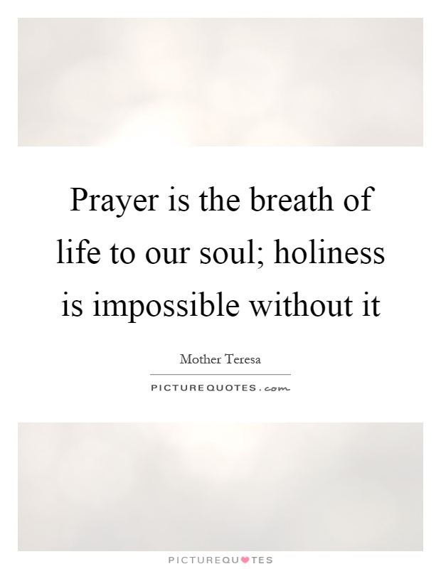 Prayer is the breath of life to our soul; holiness is impossible without it Picture Quote #1