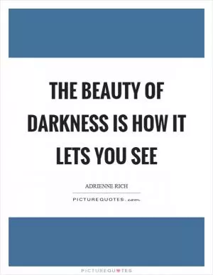 The beauty of darkness is how it lets you see Picture Quote #1