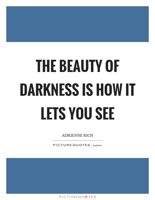 The beauty of darkness is how it lets you see Picture Quote #1