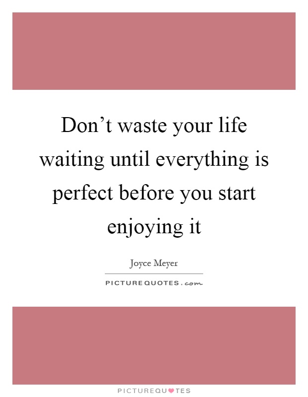 Don't waste your life waiting until everything is perfect before you start enjoying it Picture Quote #1