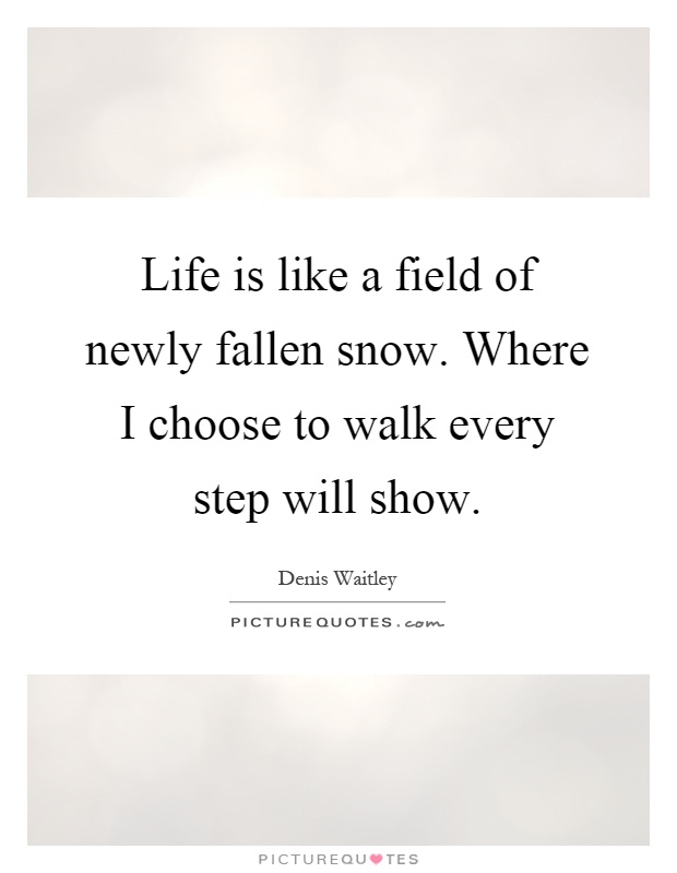 Life is like a field of newly fallen snow. Where I choose to walk every step will show Picture Quote #1