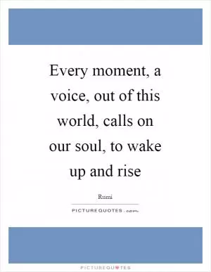 Every moment, a voice, out of this world, calls on our soul, to wake up and rise Picture Quote #1